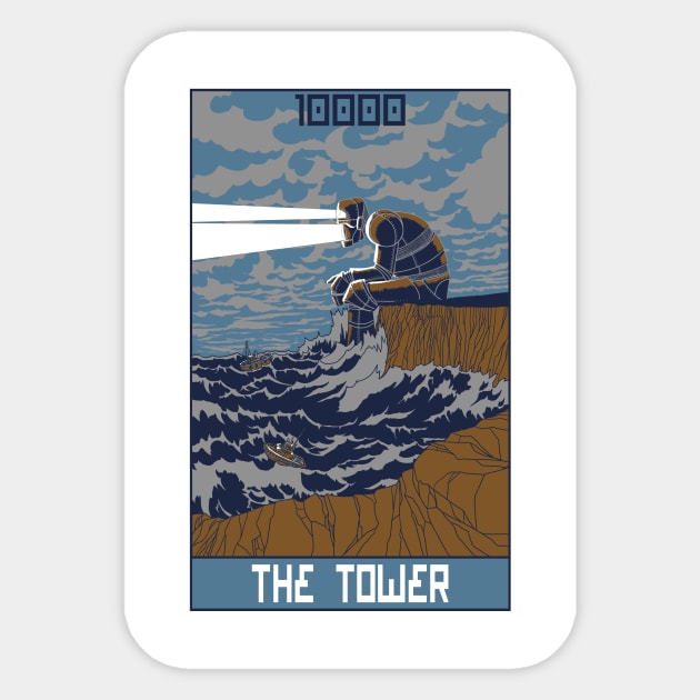 Robo Tarot: The Tower Sticker by PeterTheHague